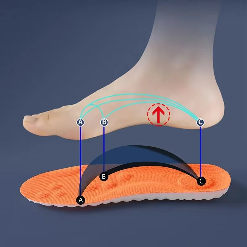 4D Latex Sport Insoles Soft High Elasticity Shoe Pads Arch Support Orthotic Insoles Breathable Absorption Cushion Unisex