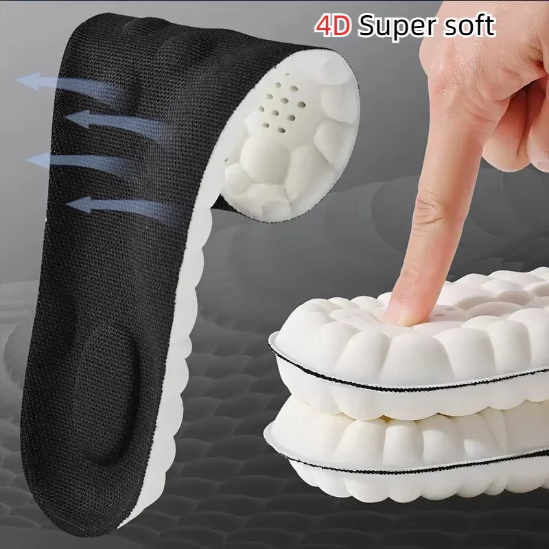 4D Latex Sport Insoles Soft High Elasticity Shoe Pads Arch Support Orthotic Insoles Breathable Absorption Cushion Unisex