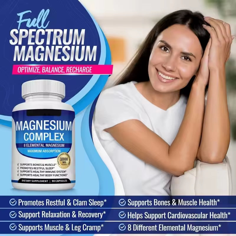 Fitness Edible Magnesium Complex Supplements Food Grade Improve Memory Sleep Adult Use In-Stock Cross-Border Essential Minerals