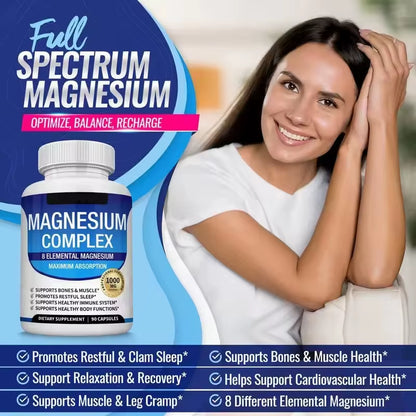 Fitness Edible Magnesium Complex Supplements Food Grade Improve Memory Sleep Adult Use In-Stock Cross-Border Essential Minerals